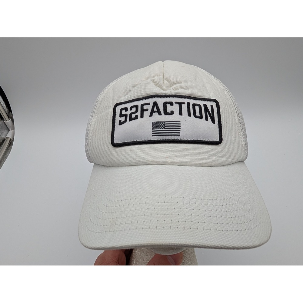 Supplement Superstores S2 Faction White Mesh Snapback Trucker Hat Flag Patch